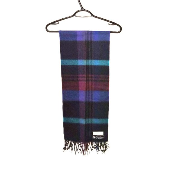 VTG Hunt Club Plaid 100% Lambswool Scarf West Germany Jewel Tones DarkAcademia - Picture 4 of 5